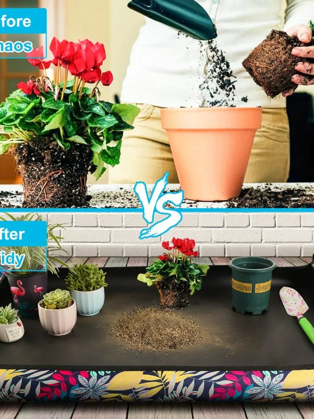 Extra Large Repotting Mat for Indoor Plant Transplanting and Mess Control 43.5